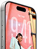 iPhone 17 Pro, front exterior, demonstrating the iOS 26 lock screen, Dynamic Island at top, Action button, volume buttons
